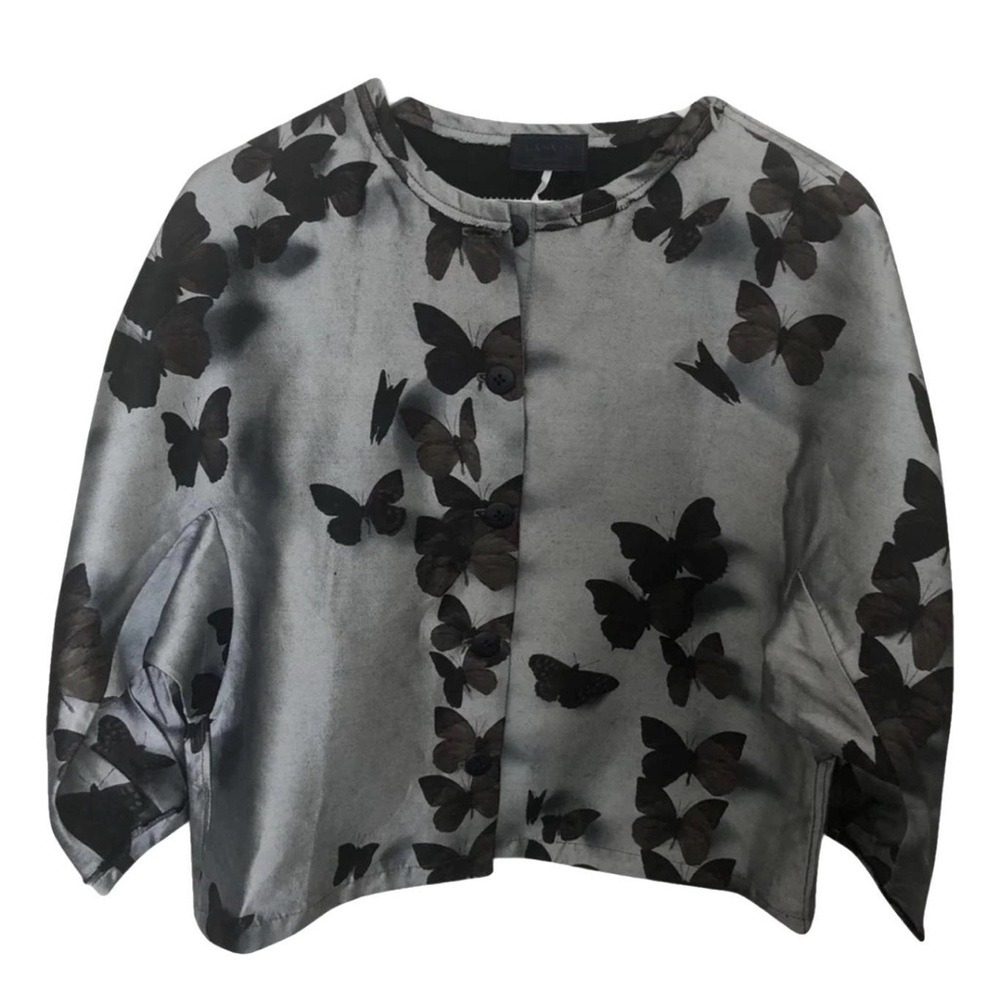 Lanvin Black and Blue Gray Butterfly Blazer